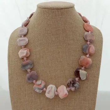 

19'' Natural Faceted Pink Botswana Stone Rectangular Necklace