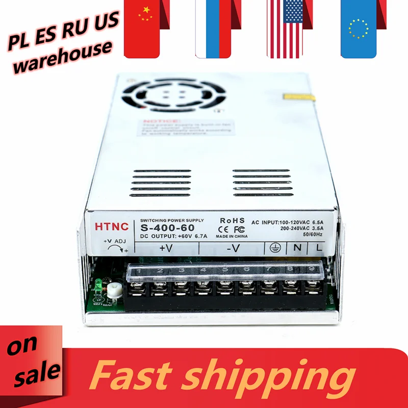 EU warehouse 350w 400w 500 watt AC power switch supply input 100-240V DC output 12V 24V 36V 48V 60V current 5.8A-41.7A | Обустройство