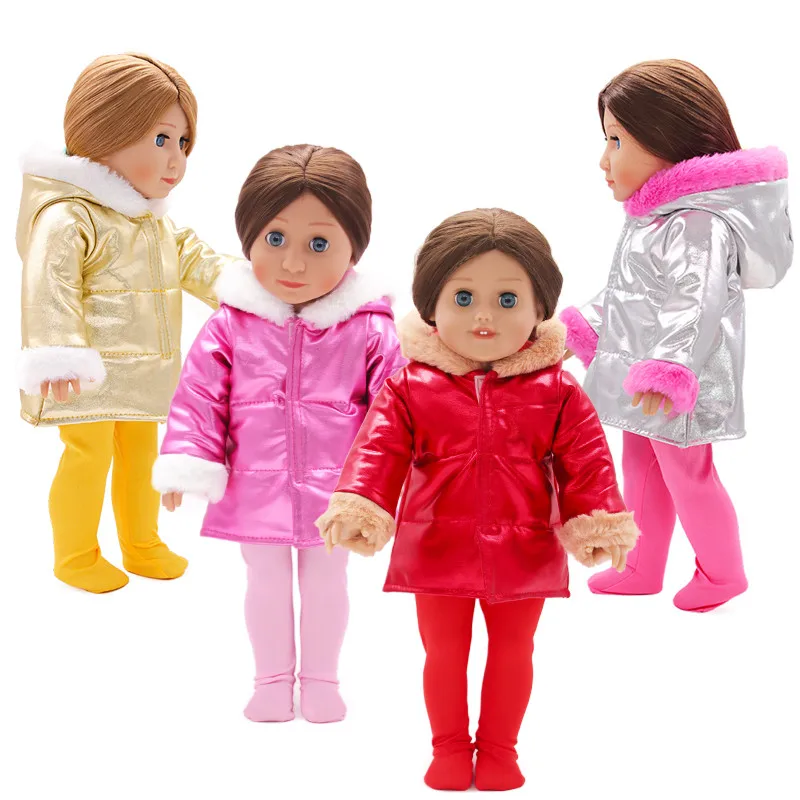 

Fit 18 inch Baby New Born Doll Clothes Accessories 43cm Red Gold Yellow Hat Autumn Winter Down Jacket For Baby Birthday Gift