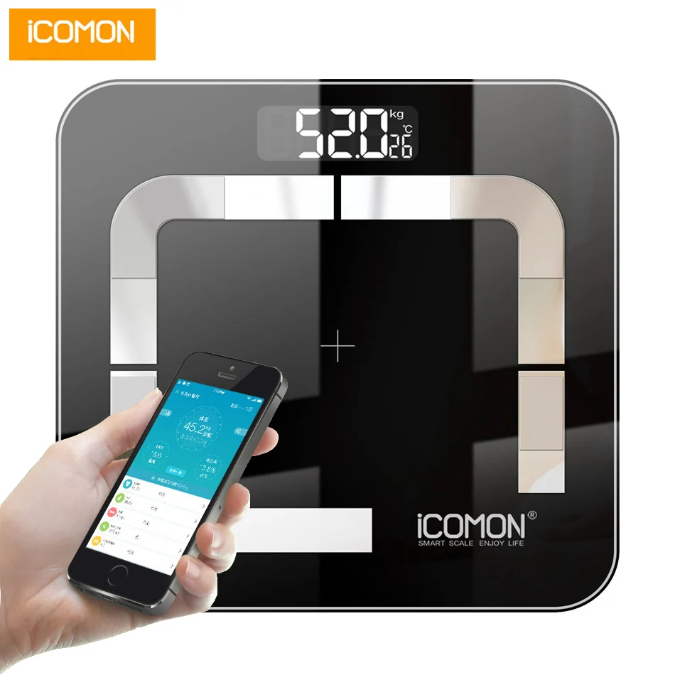 Горячая icomon i31 Ванная комната тела жир, весы цифровой ЖК-дисплей Smart mi весы напольные Bluetooth человека b mi весы для багажа баланс тела