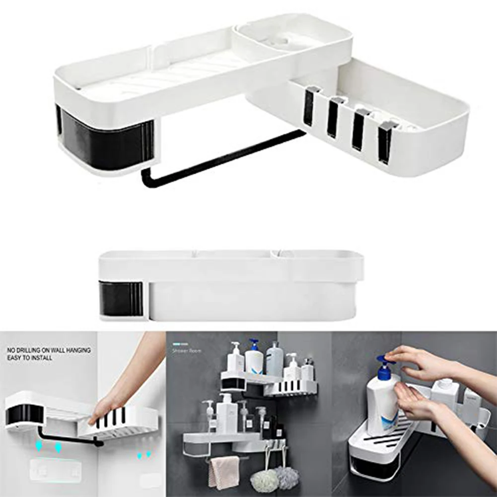 

1 pcs Corner Shower Shelf Bathroom Shampoo Shower Shelf Holder Kitchen Storage Rack Organizer Wall Mounted Type Shelf