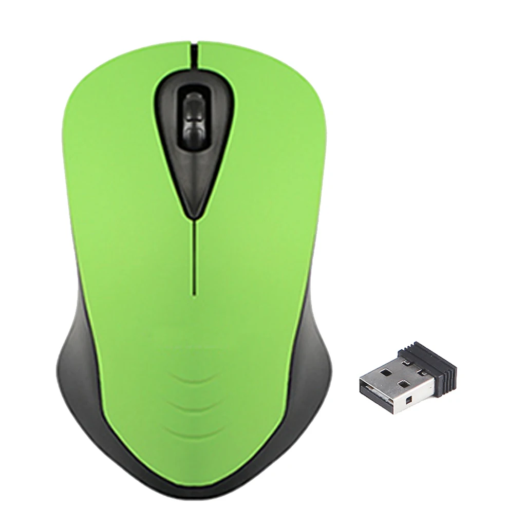 USB Optical Wireless Mouse 2.4GHz Mobile Cordless Mice 1200DPI 3Button Green