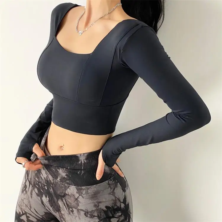 SotRong Camicia Sportiva da Donna Maniche Corte Girocollo Crop Top Magliette Sportive ad Asciugatura Rapida per Allenamento Yoga Palestra 