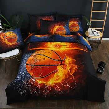 

Bed Sheet Football Printed Bedding Set Single Double Home Textile Pillow case 3pcs/set Soccer basketball Duvet Cover Set Sheet