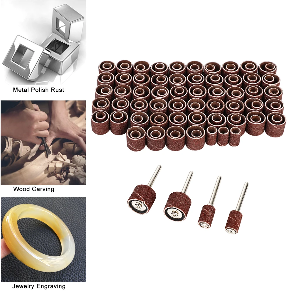 115Pcs 60 120 320 Grit Sanding Band Sanding Drum Sleeve Set Abrasive Tools with Handle for Wood Metal Stone Corner Polishing
