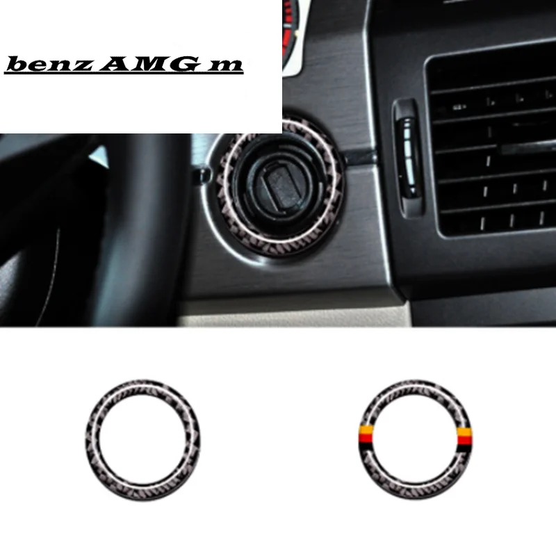 Ignition Key Circle Decoration Cover Trim For Mercedes Benz C class W204 200 260 300 2011-2014 Carbon Fiber Car Accessories | Автомобили и