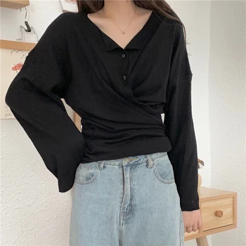 

Dunayskiy 2020 Autumn Winter Women's Knitwear V-Neck Stylish Knitted Buttons Cardigans Oversize Elegant Lady Sweaters