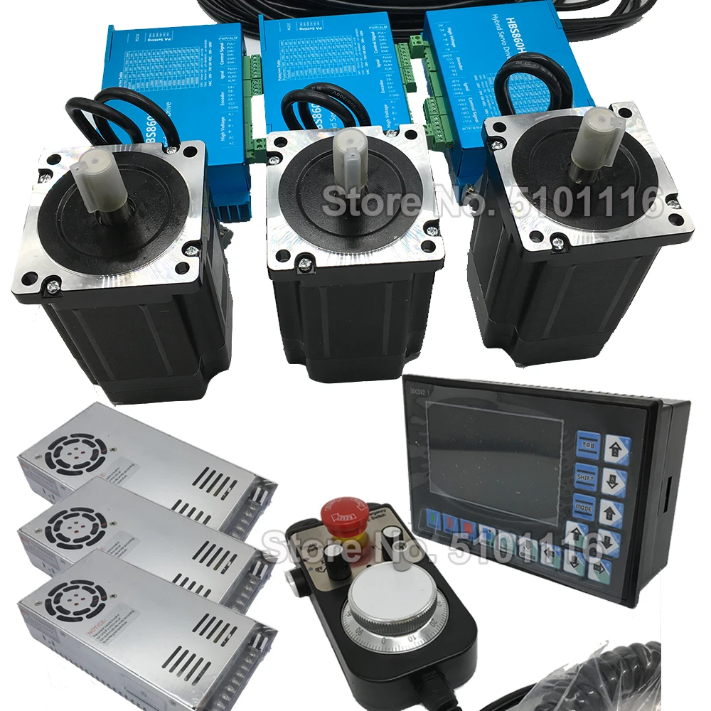- XYZ Axis 45Nm Nema34 86MM Hybird Closed Loop Stepper Motor Driver Easy Servo Transformer 3 Axis Controller G PLC MPG