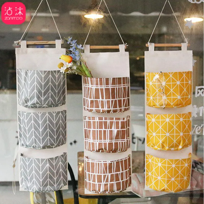 1030 Cotton Linen Waterproof Hanging Storage Bag Hanging Multilayer Hanging Diaper Art Door after Debris Storage Bag