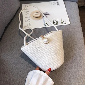 

2020 Straw Bags for Women Beach Bag Personality Crossbody Lock Handbag Lady Vintage Handmade Knit Fashion Shoulder Bag