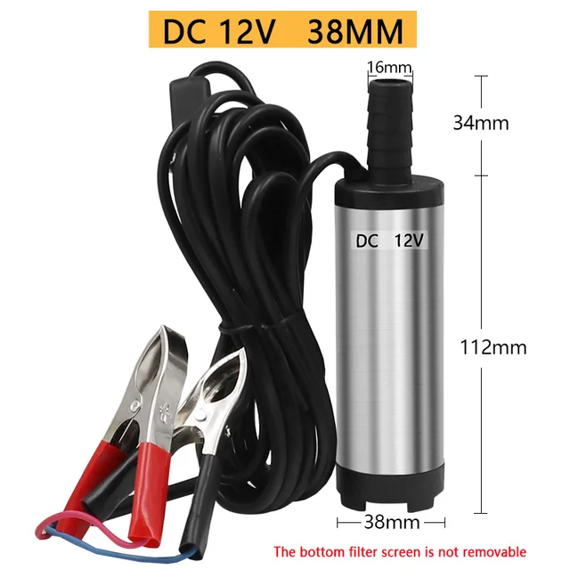 12V DC Diesel Fuel Water Oil Car Camping Fishing Submersible Transfer Pump 12V 38mm folder