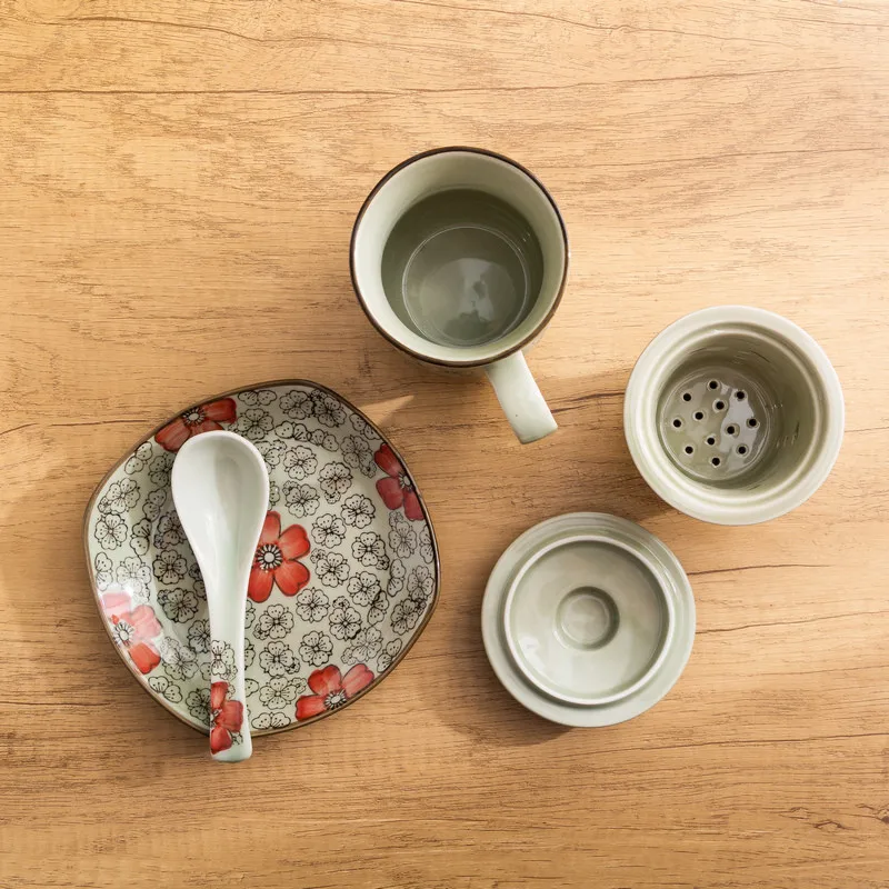 Lot De 3 Tasses à Café Vintage Japonaises - Porcelaine Bleue Et Blanche Avec Soucoupes