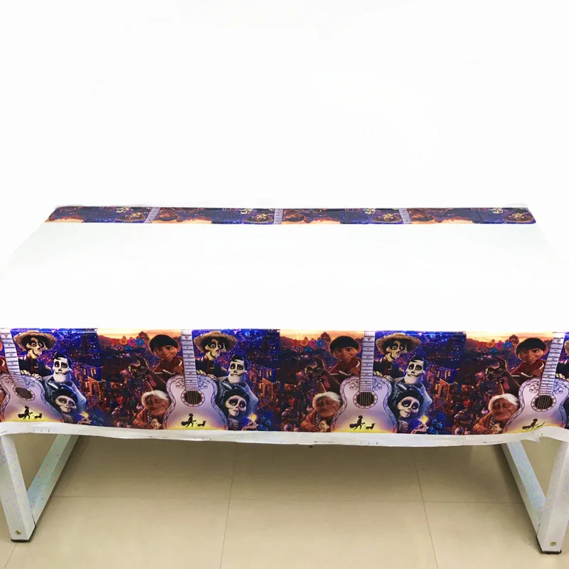tablecloth-1pcs Хэллоуин COCO день рожденья для мальчиков украшения детский воздушный шар чашки бумажные тарелки Детские флажки для душа одноразовые столовые приборы - Цвет: tablecloth-1pcs