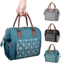 Baby Show bolso para mamá, bolsa de pañales multifunción con estampado de rayas de moda, de poliéster, impermeable, para salida y almuerzo, 27x13,5x26cm, 2022