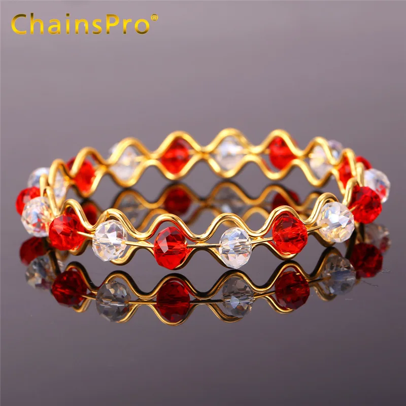 Женский браслет с кристаллами и бусинами 2 цвета | Украшения аксессуары