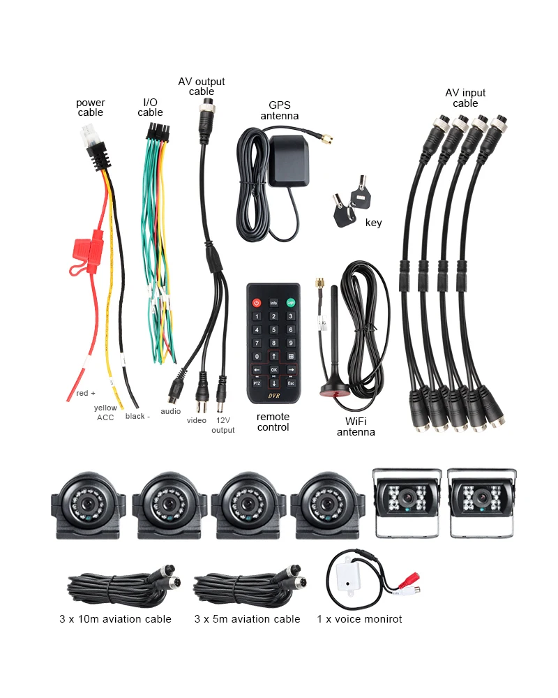  6 piezas impermeable lado/delantera/trasera cámara de autobús para 8CH GPS Wifi HDD Disco Duro móvi