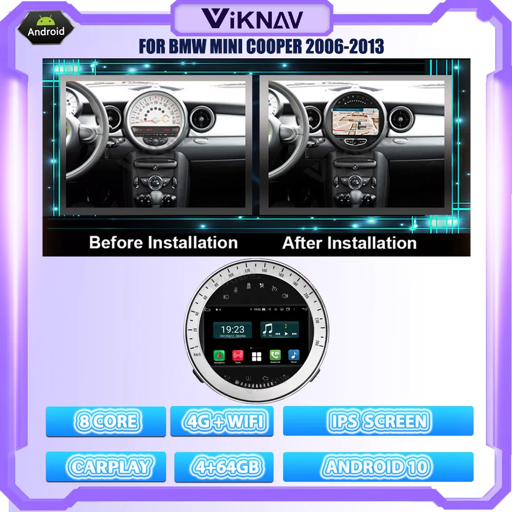 Автомагнитола 2 Din Android 10 0 для BMW MINI Cooper 2006-2013 аудиоплеер мультимедийный