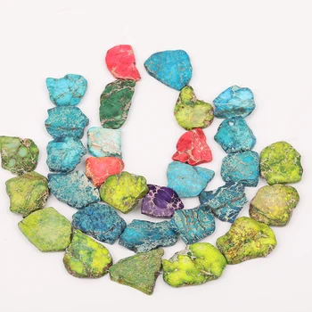 

Yellow Green Color Natural Sea Sediment Jaspers Freeform Slice Loose Beads,Middle Drilled Emperor Stone Pendant Beads FF-35AMBE