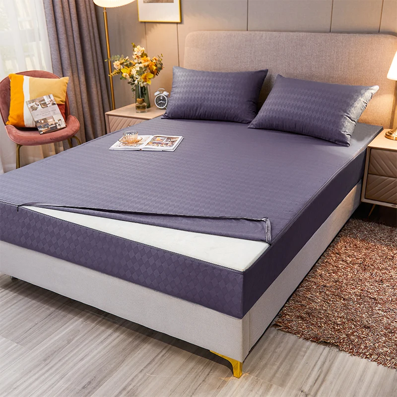 

With Zipper Mattress Cover Dustproof Anti-Fouling Bed Cover Six Sides Luxurious Mattress Protective Cover Removable