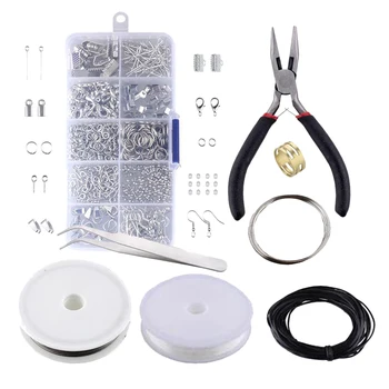 

1 Kit Earring Hook Lobster Clasps Open Jump Rings Screw Eye Pin Findings DIY