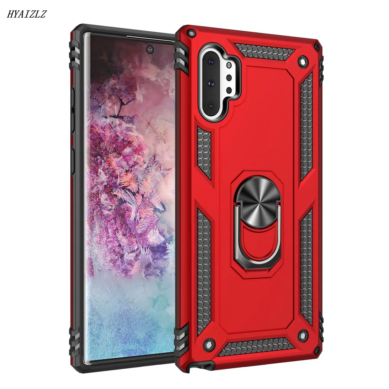 

Slim Case for Galaxy Note 10 Plus 5G Full Body Rugged Note 10+ Armor Cases Car Magnetic Ring Holder Kickstand Phone Back Cover