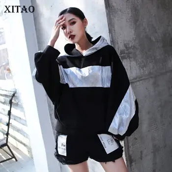

XITAO Patchwork Women Hoodies Full Sleeve 2020 Spring Elegant Drawstring Goddess Fan Minority Casual Loose Hoodies DMY3189