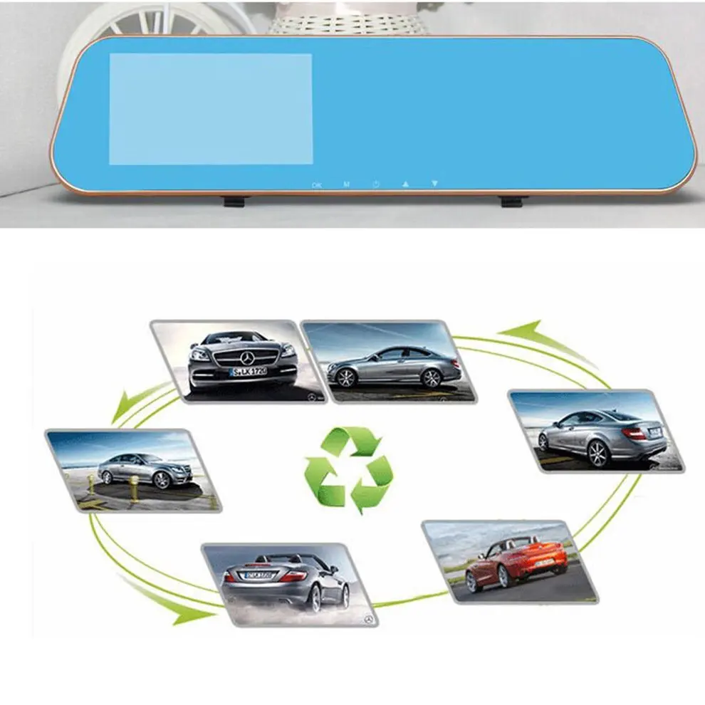 

Car DVR Mirror Dual Camera 4.3" Dual Lens Dash Cam Recorder Full HD 1080P Rearview Cameras Parking Rear View Video Camcorder