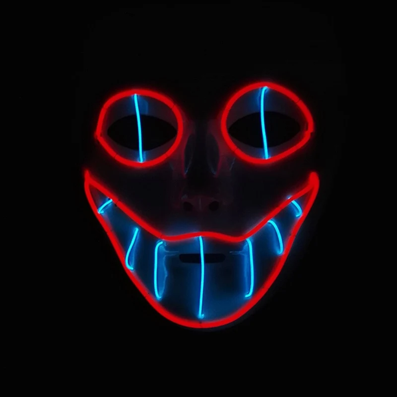 Halloween Ghost Gorgeous Mask Dance Party And Ba Plastic Color EL Cold Light Party Luminous Mask Cosplay Costume Decor Supplies