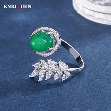 

Luxury 925 Sterling Silver 10*14mm Emerald Open Rings for Women Vintage Gemstone High Carbon Diamond Party Wedding Fine Jewelry