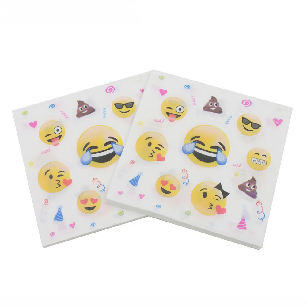 20pcs/set Smile Face Paper Napkins Party Supplies Birthday Napkin Infantiles Disposable Baby Shower Party Dec  33*33cm