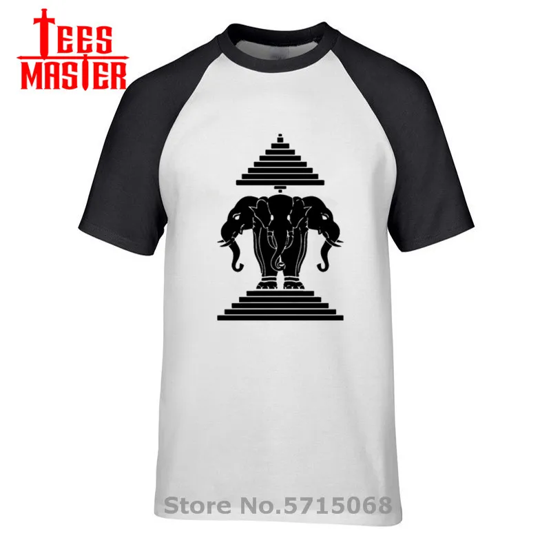 Классическая Лаосская футболка креативный дизайн с 3 слонами 100% хлопок коротким