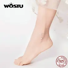 WOSTU 925 пробы серебро милый кот ножной браслет из бисера для ног Ювелирные изделия для Для женщин босиком сандалии браслет цепи браслеты подарки CQT003