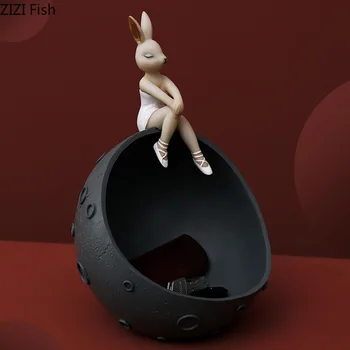 

Creative Resin Moon Rabbit Space Cartoon Desktop Storage Organization Crafts Decoration Living Room Home Decoration Accessories