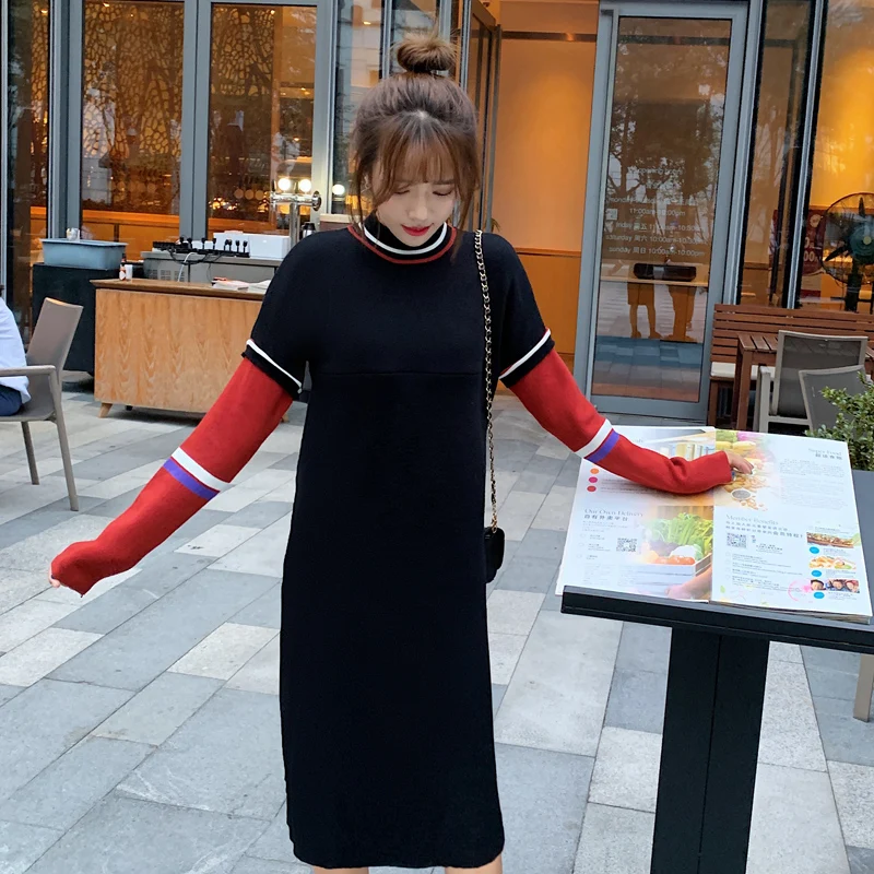 Длинное трикотажное платье для кормящих матерей - Цвет: no zip maternity