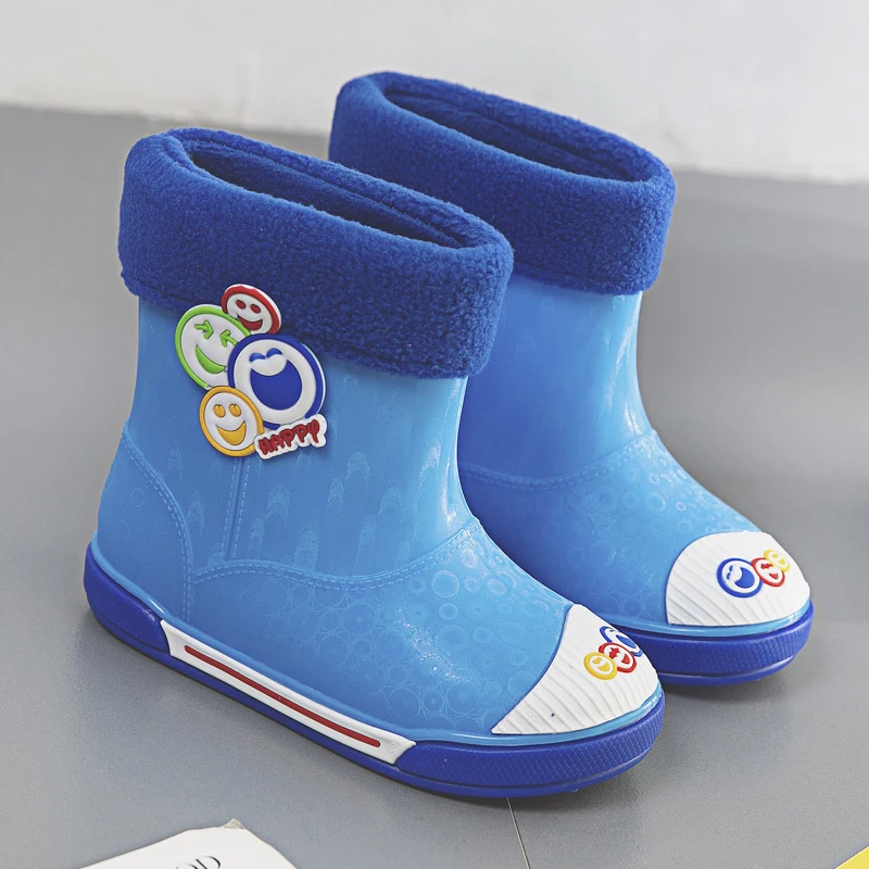 

Baby Winter Rainfall Shoes Children's Warm Water Shoes Lovely Smile Face Skid-proof Rainfall Shoes Baby Cartoon Water Shoes