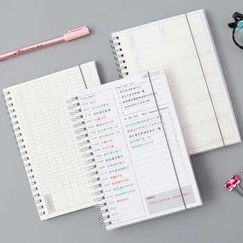 

50sheets A5 Spiral Notebooks Transparent PP Cover Diary Weekly Monthly Planner Schedule Agendas Notebooks Office School Supplies