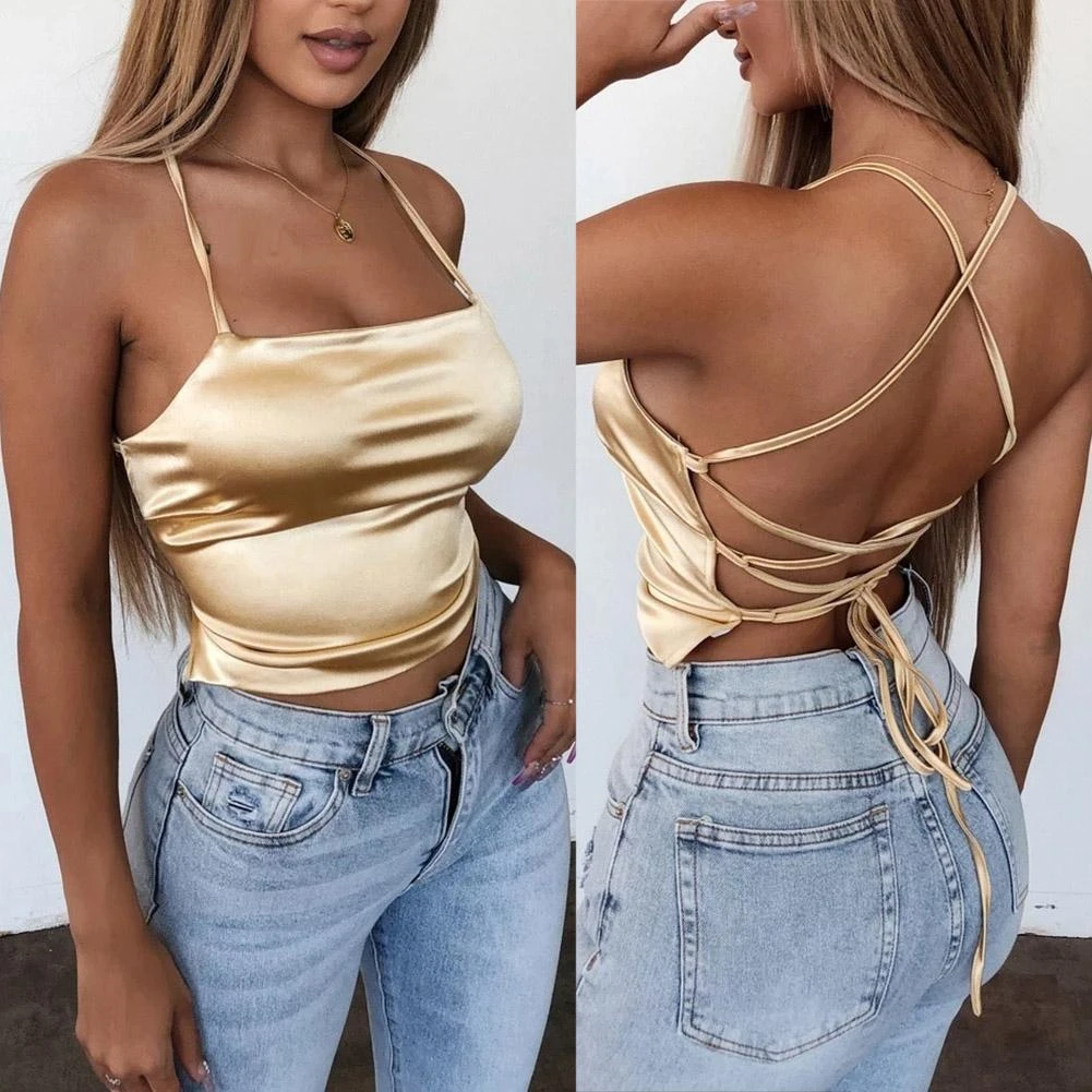 strappy satin top