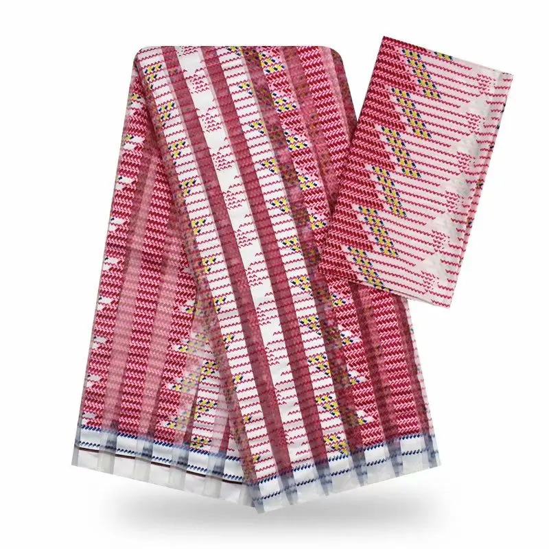 as picture New 2yards chiffon with 4yards silk soft material fabric lady african nigerian wedding dress garment ankara real silk printed - Цвет: as picture