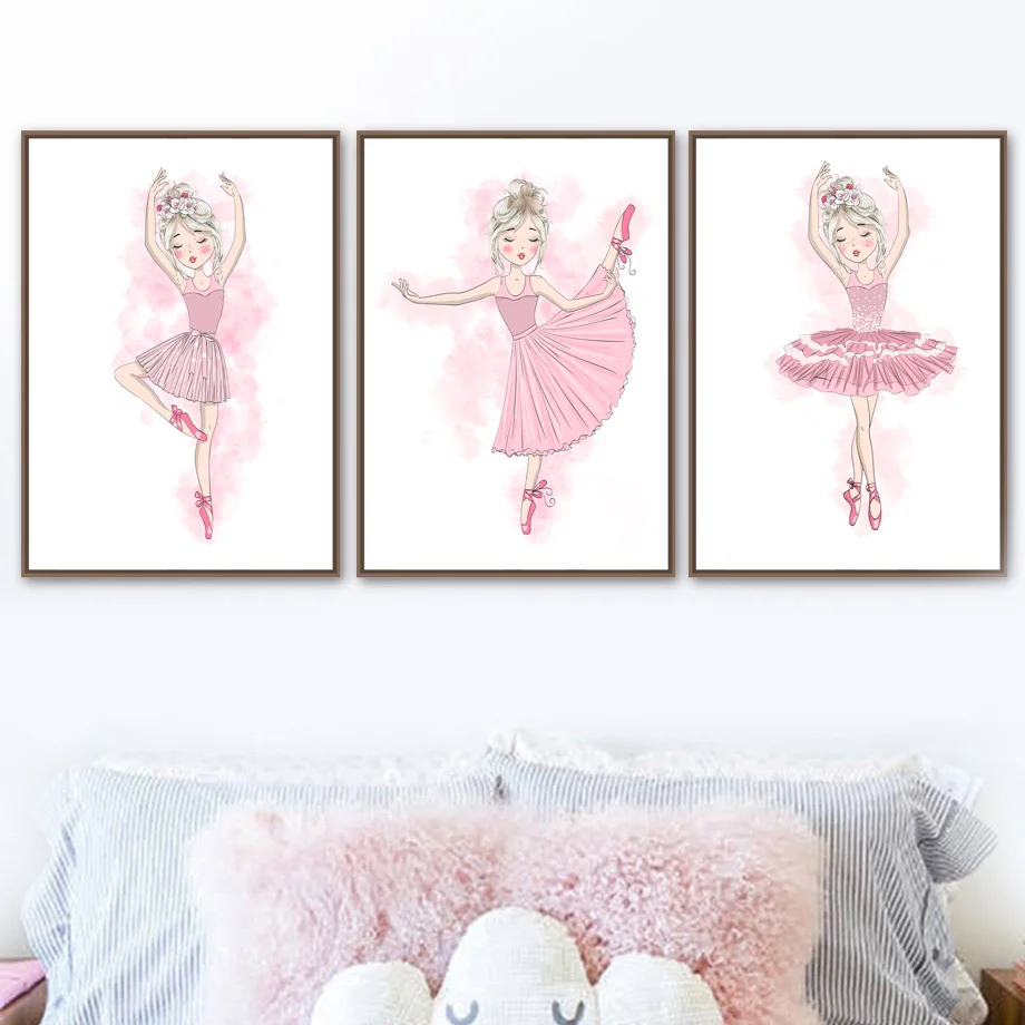 

Pink Ballet Girl Unicorn Quotes Wall Art Canvas Painting Nordic Posters And Prints Watercolor Wall Pictures For Baby Kids Room
