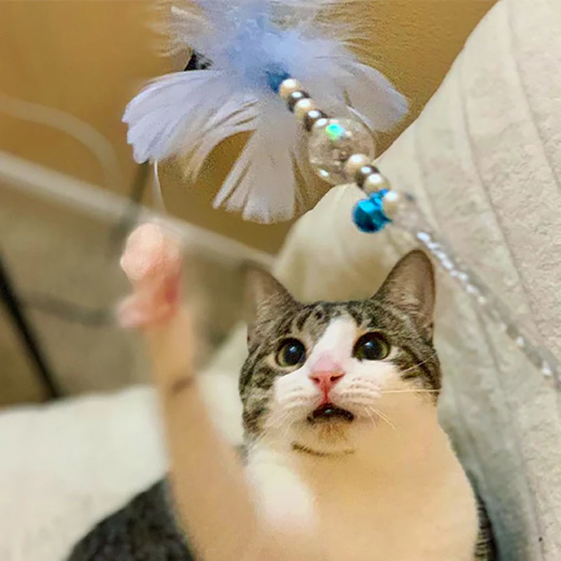 Игрушка для кота котенок интерактивный перо палка кошка Удочка игра палочка игрушечная рука с Колокольчик для домашнего питомца аксессуар для котов