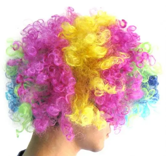 Clown Joker Jester Costume Set Colorful Wig + Red Nose + Face Makeup Paints