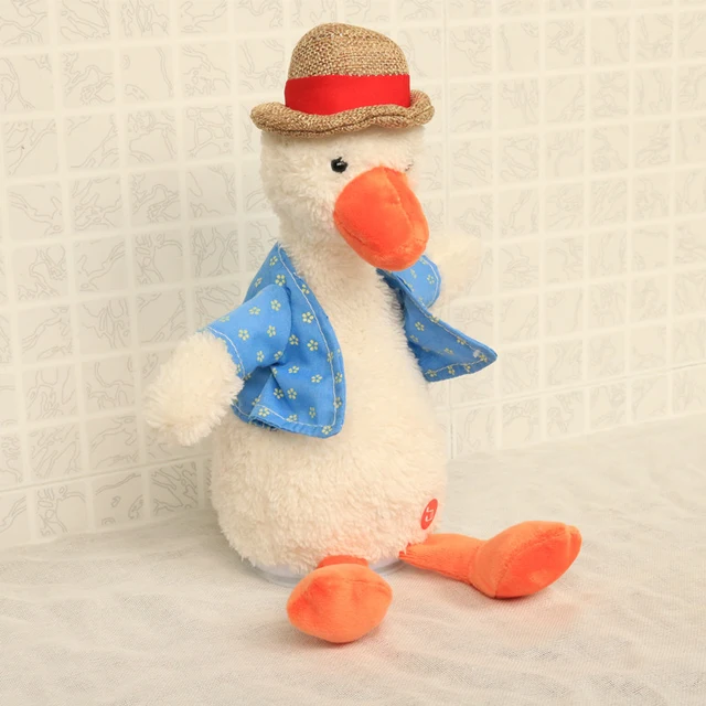 Talking Duck Speak Talk Sound Record Repeat straw hat Duck Stuffed Plush Animal Kawaii Duck Toy for Children Kid Birthday Gift