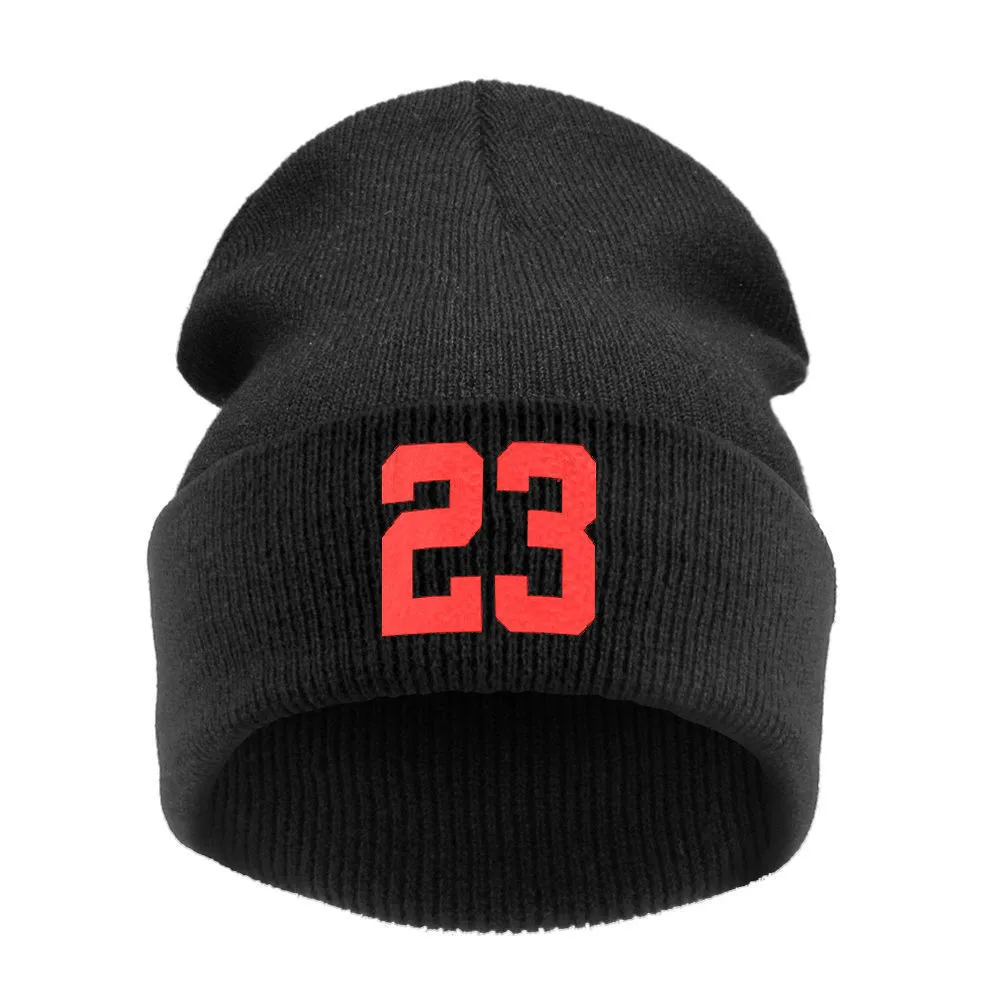 Модные высококачественные зимние шапки бини "23" Быки спортивные для женщин/мужчин вязаная шапка с буквенным принтом шапка Gorros 3 цвета - Цвет: 1