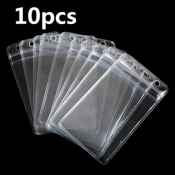 

10Pcs/lot Vertical Transparent Vinyl Plastic Clears ID Card Bag Case Plastic Bags Jewelry Bag Sealed Portable Plastic Bags