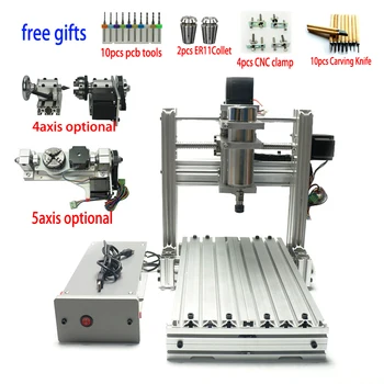 

DIY CNC 3020 3 Axis 4 Axis Mini Wood 2030 CNC Engraving Machine Milling Lathe metal Router 400w USB with ER11 Collet