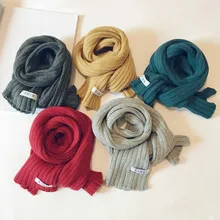 Корейский шерстяной Хлопковый вязаный однотонный мягкий теплый осенне-зимний толстый детский шали для девочек и мальчиков шарфы аксессуары-LHC