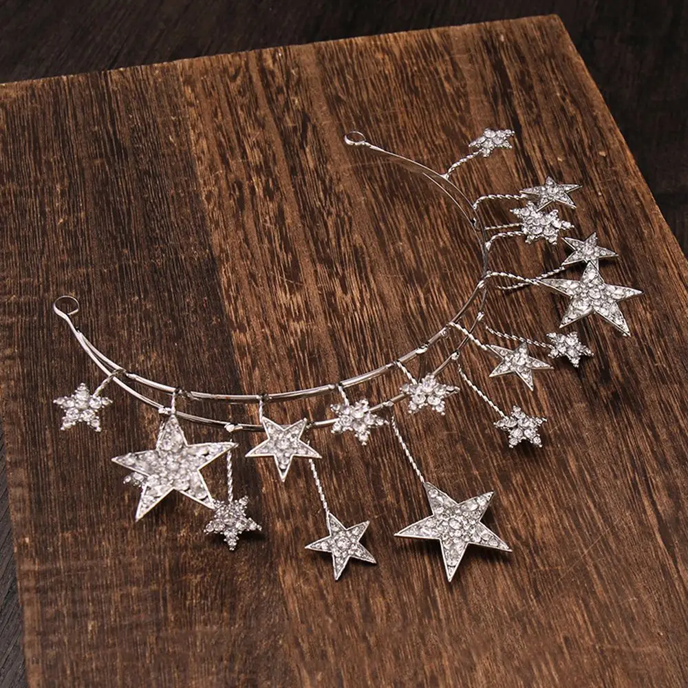Fairy Crown Korean Style Cute Crystal Star Bridal Crown Rhinestone Hairband Headwear Wedding Hair Accessories Hair Hoop