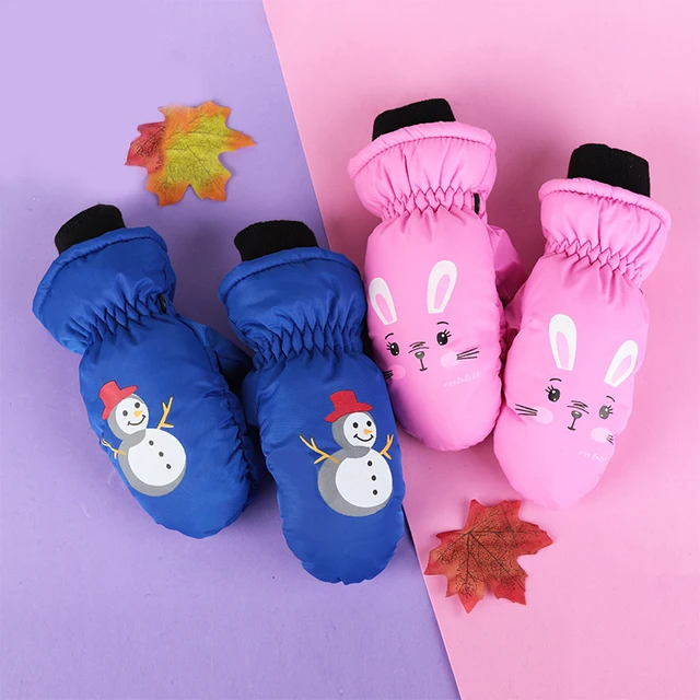 Kids Winter Warm Gloves Windproof for Children Boys Girls Ski Cycling Climbing Outdoor Gloves Waterproof Baby Cartoon Mittens 4