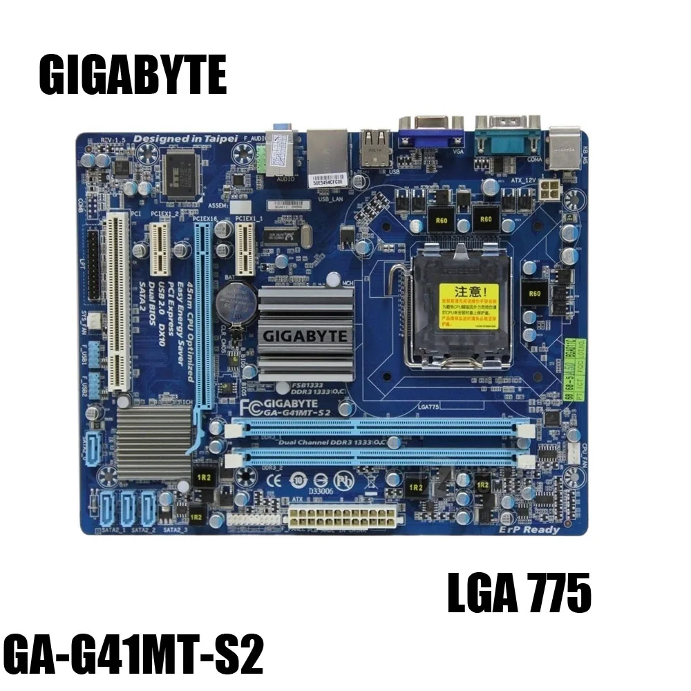 GIGABYTE GA-G41MT-S2 Desktop Motherboard G41 Socket LGA 775 For Core 2 DDR3 8G Micro ATX Original Used G41MT-S2 Mainboard