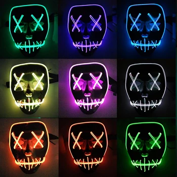 

Cool Party Mask the Purge Masquerade Tiktok Hot Sale Masque High Quality LED Neon Mascara PJ face Masque